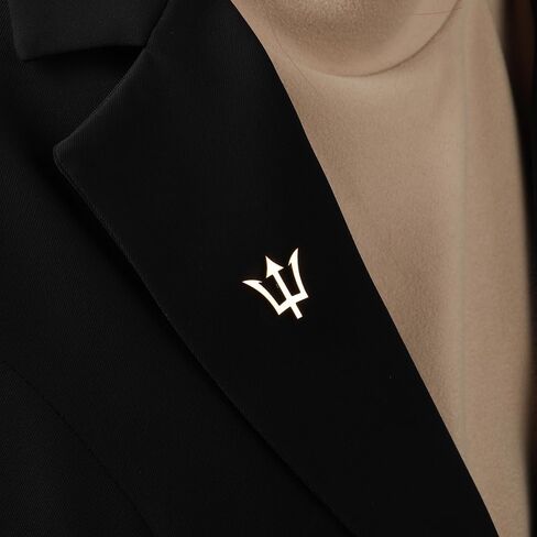 Gold Plating Trident Stainless Steel Brooch for Men Shirt Badge Lapel Pins Clips in Kuwait