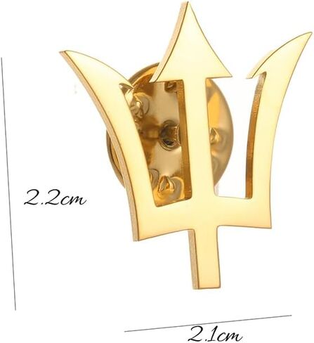 Gold Plating Trident Stainless Steel Brooch for Men Shirt Badge Lapel Pins Clips in Kuwait