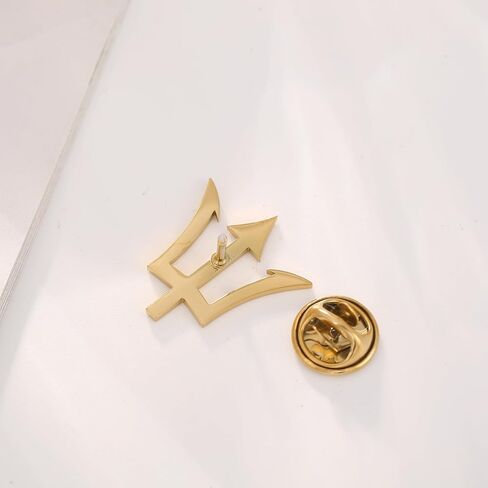 Gold Plating Trident Stainless Steel Brooch for Men Shirt Badge Lapel Pins Clips in Kuwait