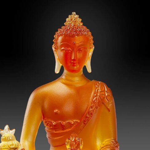 Houlu Tibetan Medicine Buddha Statue, 4.13 in Liuli Crystal Healing Buddha Figurine for Health (Yellow) in Kuwait