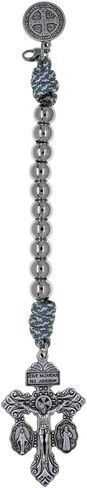 VILLAGE GIFT IMPORTERS One Decade Rosary Strand | Pardon Cross and Saint Benedict Medal Charm | Hang on a Purse or Backpack | Made in Italy in Kuwait