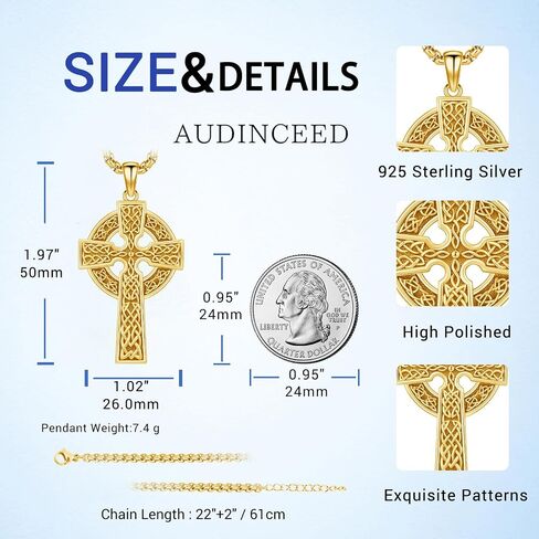 Celtic Cross Necklace for Men Celtic Cross Pendant Evil Eye Necklace 925 Sterling Silver Cross Jewelry for Christmas Anniversary Holiday Religious Gifts in Kuwait