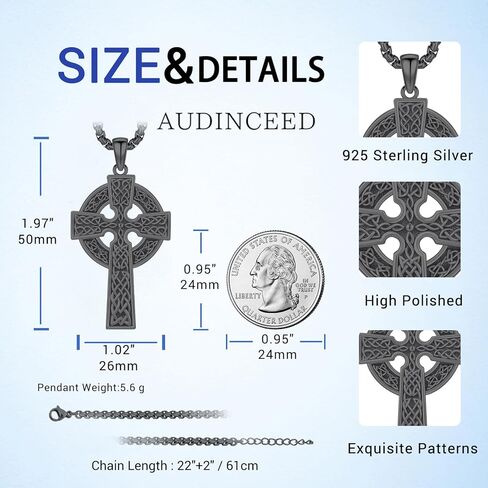 Celtic Cross Necklace for Men Celtic Cross Pendant Evil Eye Necklace 925 Sterling Silver Cross Jewelry for Christmas Anniversary Holiday Religious Gifts in Kuwait