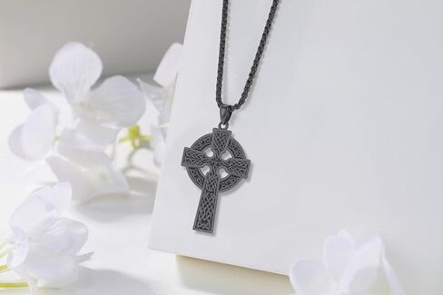 Celtic Cross Necklace for Men Celtic Cross Pendant Evil Eye Necklace 925 Sterling Silver Cross Jewelry for Christmas Anniversary Holiday Religious Gifts in Kuwait