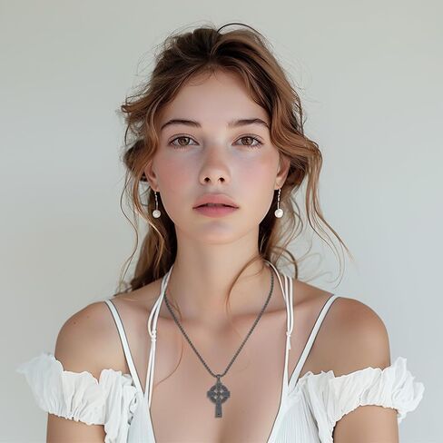 Celtic Cross Necklace for Men Celtic Cross Pendant Evil Eye Necklace 925 Sterling Silver Cross Jewelry for Christmas Anniversary Holiday Religious Gifts in Kuwait