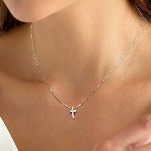Cross Necklace for Women Silver/Gold Plated Cross Necklace Dainty Small Cross Pendant Necklace Minimalist Cross Chain Choker Jewelry in Kuwait