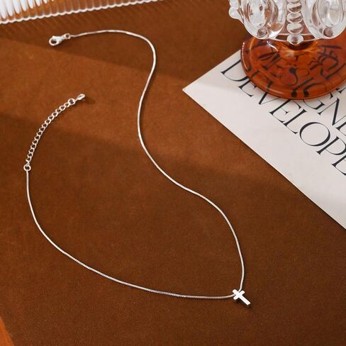 Cross Necklace for Women Silver/Gold Plated Cross Necklace Dainty Small Cross Pendant Necklace Minimalist Cross Chain Choker Jewelry in Kuwait