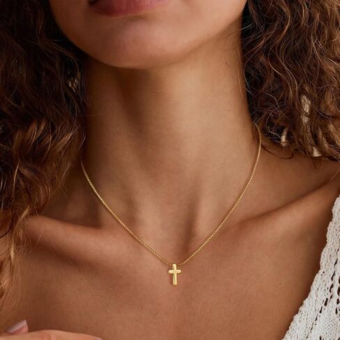 Cross Necklace for Women Silver/Gold Plated Cross Necklace Dainty Small Cross Pendant Necklace Minimalist Cross Chain Choker Jewelry in Kuwait