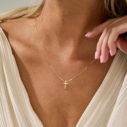 Cross Necklace for Women Silver/Gold Plated Cross Necklace Dainty Small Cross Pendant Necklace Minimalist Cross Chain Choker Jewelry in Kuwait