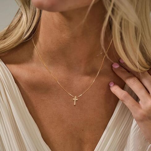 Cross Necklace for Women Silver/Gold Plated Cross Necklace Dainty Small Cross Pendant Necklace Minimalist Cross Chain Choker Jewelry in Kuwait