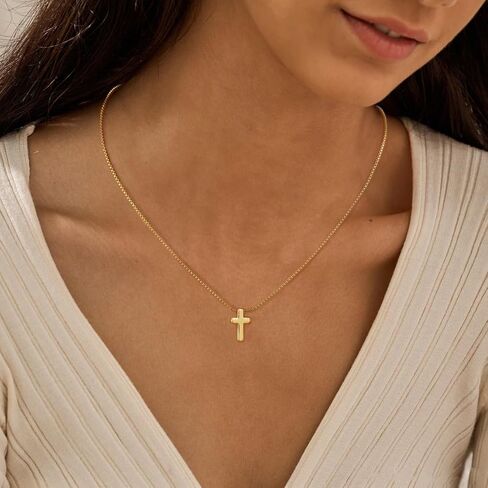 Cross Necklace for Women Silver/Gold Plated Cross Necklace Dainty Small Cross Pendant Necklace Minimalist Cross Chain Choker Jewelry in Kuwait
