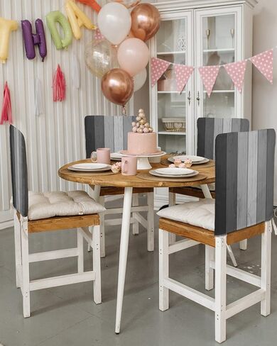 Black Grey Gradient Wood Board Dining Chair Cover 4 Pack Removable Chair Back Covers Abstract Modern Washable Kitchen Chairs Back Slipcover for Home/Office/Hotel/Restaurant Wooden Plank in Kuwait