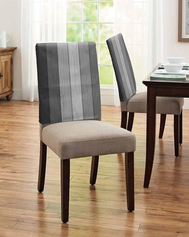 Black Grey Gradient Wood Board Dining Chair Cover 4 Pack Removable Chair Back Covers Abstract Modern Washable Kitchen Chairs Back Slipcover for Home/Office/Hotel/Restaurant Wooden Plank in Kuwait