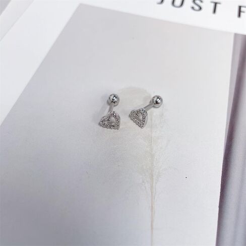 16g Hollow Heart CZ Cartilage Small Stud Earring for Women Cute Minimalist Love Heart Tragus Helix Surgical Stainless Steel Cubic Zirconia Tiny Little Studs Ball Screw Backs Birthday Gift Her in Saudi Arabia