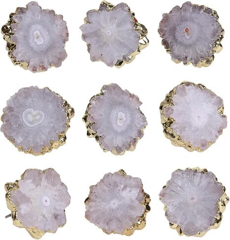 أقراط Nupuyai Druzy كريستال كوارتز الجيود للنساء، أقراط حجرية in Kuwait