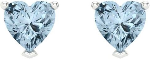 1 ct Brilliant Heart Cut Studs Natural Swiss Blue Topaz 18K White Gold Desginer Affordable Earrings Screw back in Saudi Arabia