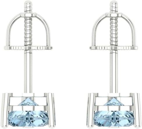 1 ct Brilliant Heart Cut Studs Natural Swiss Blue Topaz 18K White Gold Desginer Affordable Earrings Screw back in Saudi Arabia