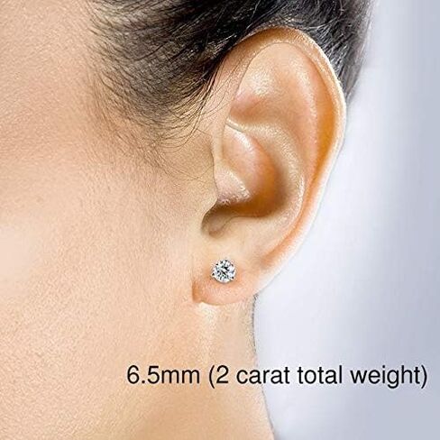 Kobelli 2 CTW Classic Round 6.5mm Moissanite Stud Earrings in 14K Gold in Saudi Arabia