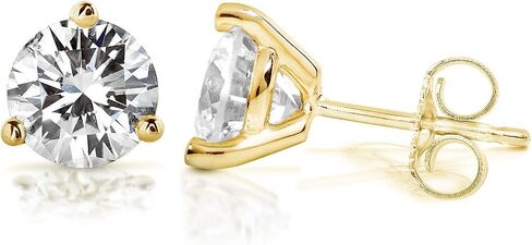 Kobelli 2 CTW Classic Round 6.5mm Moissanite Stud Earrings in 14K Gold in Saudi Arabia