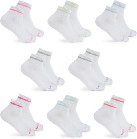 Fruit of the Loom Ankle Socks for Women - 8 Pairs, Arch Support, Soft Cushioned, Breathable Athletic Quarter Socks Size 4-10 in Saudi Arabia