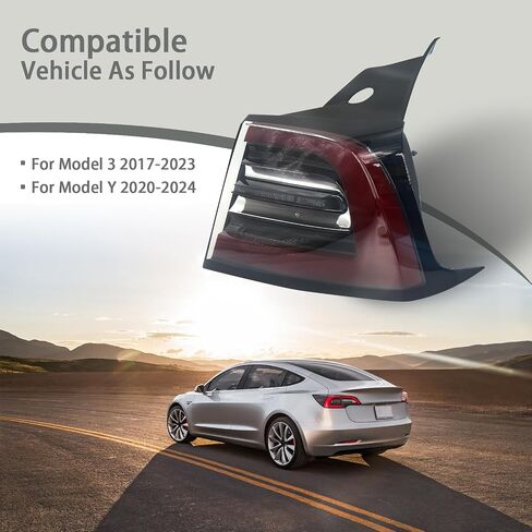 3 Pin LED Tail Light Assembly Compatible With Tesla Model 3 2017-2020 Right Passenger Side Rear Brake Lamp Replaces# 1077398-00-G 1077398 1077398-00-H 1077398-00-F in Saudi Arabia