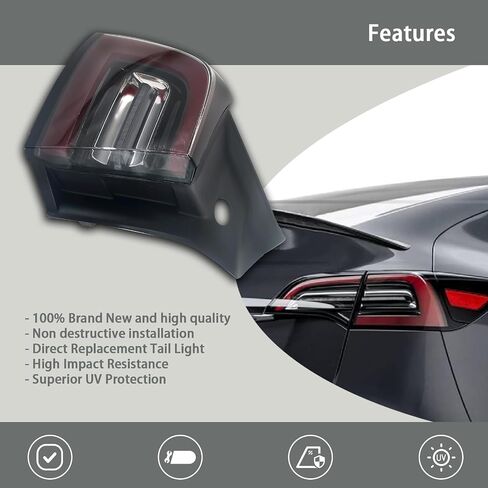 3 Pin LED Tail Light Assembly Compatible With Tesla Model 3 2017-2020 Right Passenger Side Rear Brake Lamp Replaces# 1077398-00-G 1077398 1077398-00-H 1077398-00-F in Saudi Arabia