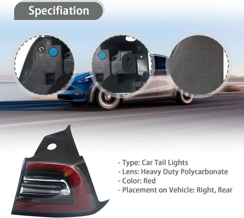 3 Pin LED Tail Light Assembly Compatible With Tesla Model 3 2017-2020 Right Passenger Side Rear Brake Lamp Replaces# 1077398-00-G 1077398 1077398-00-H 1077398-00-F in Saudi Arabia