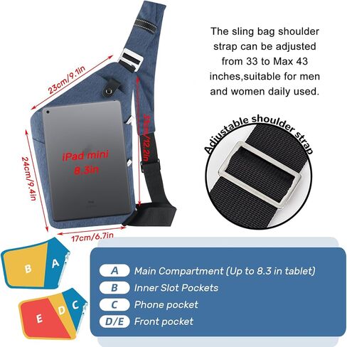 Crossbody Bag for Women and Men, Anti-theft Sling Bag Lightweight Shoulder for Hiking Travel in Saudi Arabia