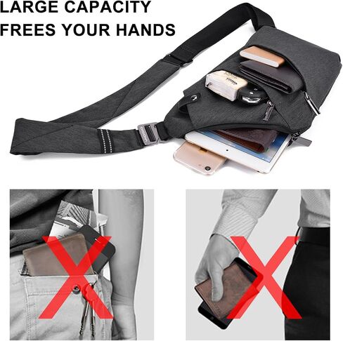 Crossbody Bag for Women and Men, Anti-theft Sling Bag Lightweight Shoulder for Hiking Travel in Saudi Arabia