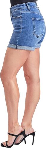 Women's Vintage High Rise Rolled Cuff Shorts with Lycra in Kuwait