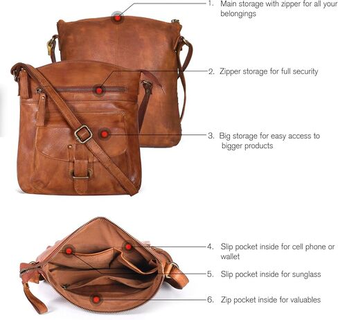 Leather Crossbody Bags for Women - Trendy Leather Crossbody Purses For Women - Medium Size Women's Handbag - Ladies Sling Bag in Saudi Arabia