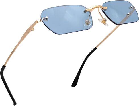 Retro Small Narrow Rimless Sunglasses Trendy 90s Tinted Frameless Rectangle Sunglasses Ultralight Y2k Sun Glasses in Kuwait