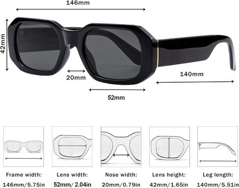 OSAGAMA Rectangle Sunglasses for Women Men Unisex Vintage 90s Square Sun Glasses 52mm in Saudi Arabia