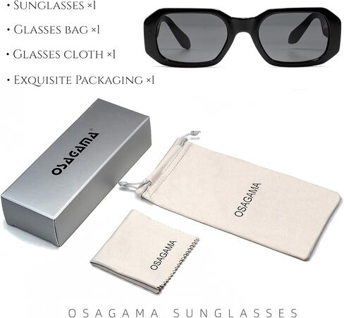 OSAGAMA Rectangle Sunglasses for Women Men Unisex Vintage 90s Square Sun Glasses 52mm in Saudi Arabia