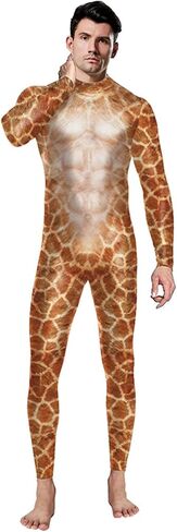 Men's Animal Print Halloween Costume Bodysuit Jumpsuit for Cosplay Party in Kuwait