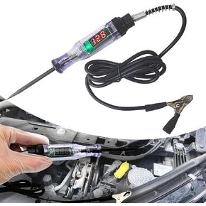 1 PC Car Circuit Tester, Test Pen with Display, Line Tester Replacement, Detector with ABS Handle, Automotive Repair Tools, Universal for Most Cars, Trucks, SUVs (Red #6V-12V-24V)