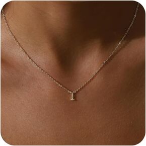 Initial Necklaces for Women, Dainty Gold Letter Necklace Tiny Initial Choker Necklace Trendy Cute Personalized Monogram Name Necklace Gold Jewelry for Women Gift