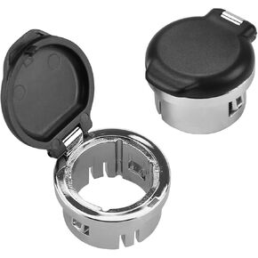 2 PCS Plug Cover Cap Dash Power Outlet Cover Compatible with 2007-2013 Chevy Silverado Avalanche Suburban Tahoe Yukon 12V Power Outlet Dash Retainer Cigarette Lighter Plug Chrome