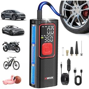 Tire Inflator Portable Air Compressor for Car Tires, 6000mAh Rechargeable Bettery DC 12V Electric Tire Pump 150 PSI with Power Bank & SOS Light, Cordless Air Pump for Inflatables Bike Ball etc.