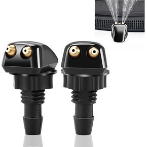 2 PCS Front Windshield Washer Nozzle, Wiper Spray Sprinkler Kit, Auto Universal Straight Column Water Spray Nozzle (Black)