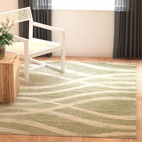 SAFAVIEH Adirondack Collection Area Rug - 6' x 9', Sage & Cream, Modern Wave Distressed Design, Non-Shedding & Easy Care, Ideal for High Traffic Areas in Living Room, Bedroom (ADR125X)
