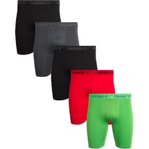 AND1 Men's Underwear Boxer Briefs - 5 Pack Performance Stretch Long Leg Compression Boxers for Men with Contour Pouch (S-3XL)