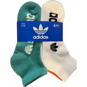 adidas 6 PAIRS QUARTER CREW ADULT UNISEX SOCKS SHOE 6-12