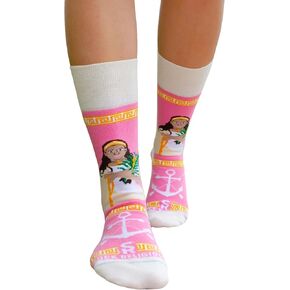Sock Religious St. Philomena Pray for Us Pink Men's and Women's One Size Fits Most Polyester Blend Catholic Inspirational Fun Crew Socks, Adult