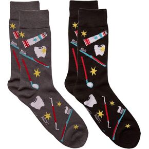 Foozys Men’s Crew Socks | Working Professional Man Novelty Socks | 2 Pairs (Dentist)