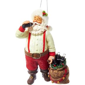 Kurt Adler CC9162 Santa Drinking Coke Ornament, 5.5"