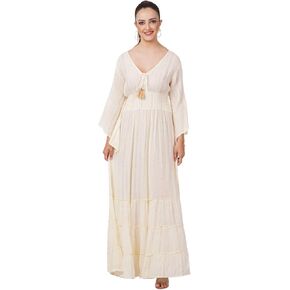 فستان Wevez النسائي Lurex كامل الطول طويل الأكمام رسمي طويل
