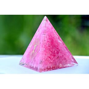 GEMSCITE Rose Quartz Orgonite Triangle Pyramid for Healing Love Relation to Protect Against Negative Energy And EMF Protection