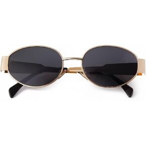 Retro Oval Sunglasses for Women Men Trendy Small Sun Glasses Classic Metal Frame Shades UV400 Protection