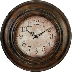 Deco 79 Metal Decorative Wall Clock Wall Clock for Home with Fluted Frame, Wall Clock for Room 24" x 4" x 24", Brown